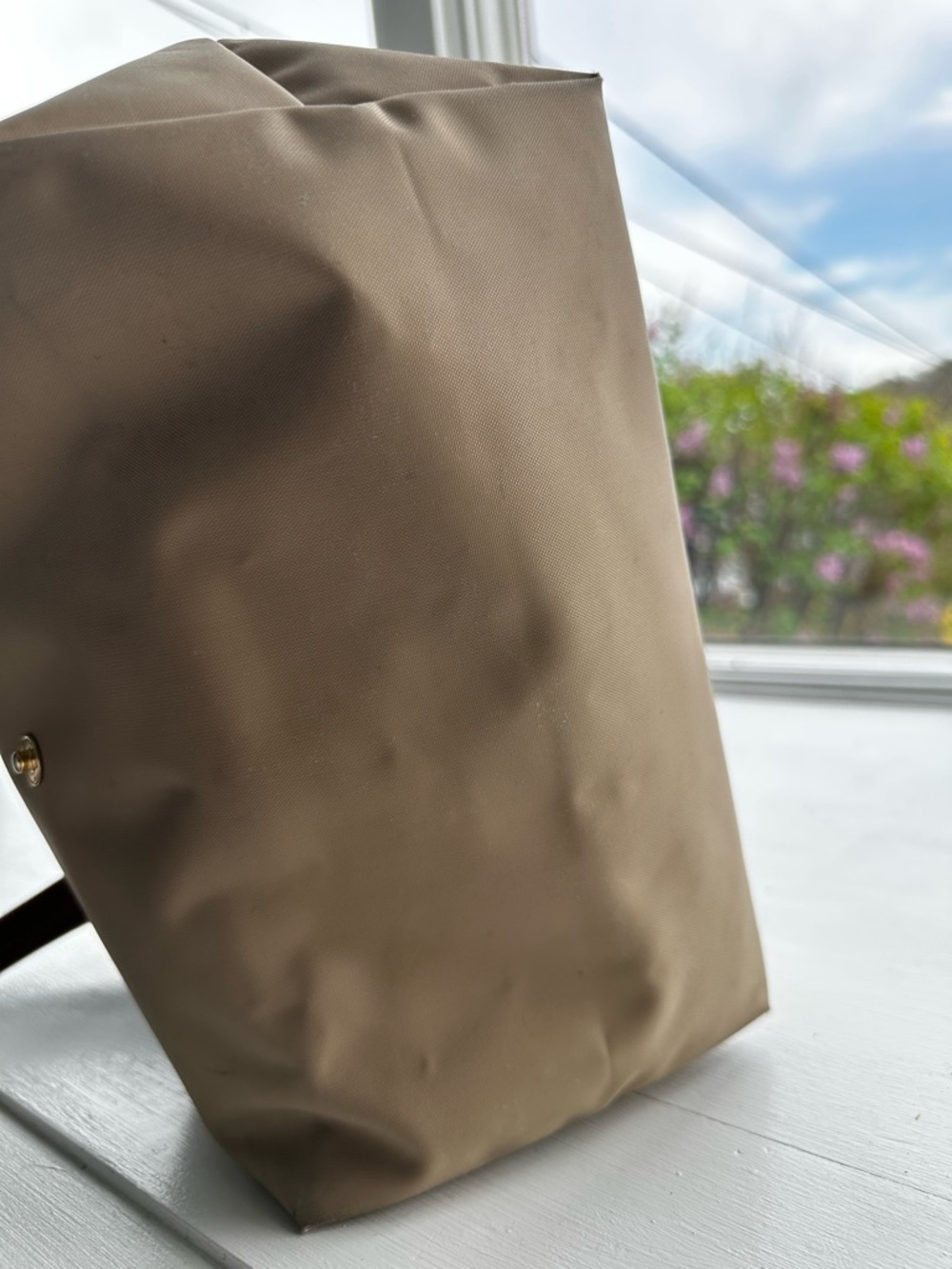 Longchamp Le Pliage S/M Nylon Shoulder Bag Tote with Brown Leather Trim - Picture 5 of 12